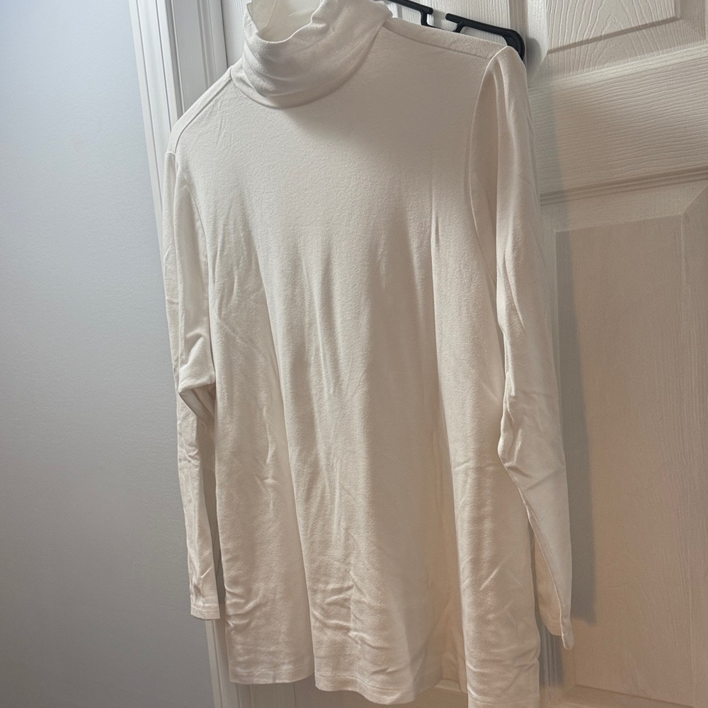 White Turtleneck Long Sleeve Top